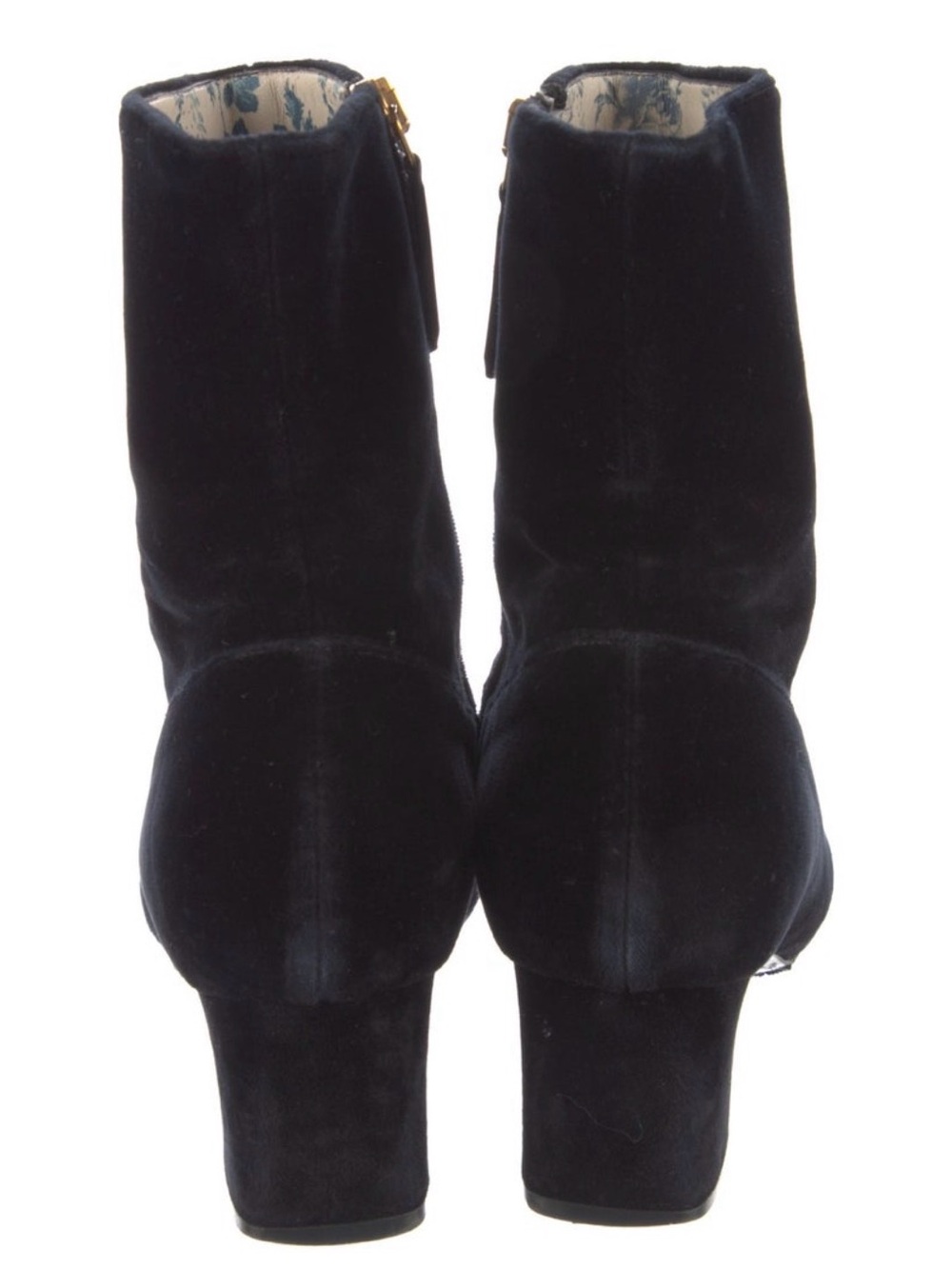 Gucci Black Velvet Ankle Boots with Gold Double GG - Picture 4 of 5